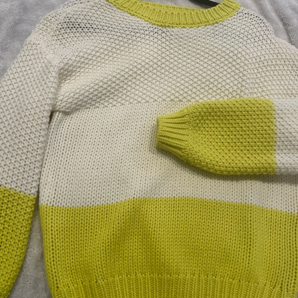 Yellow and white sweater